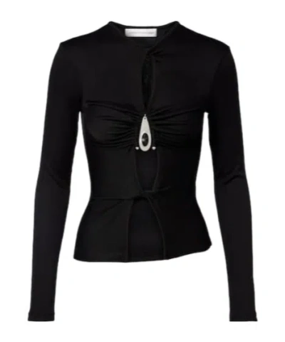 Christopher Esber Cutout Ribbed-knit Top In Black