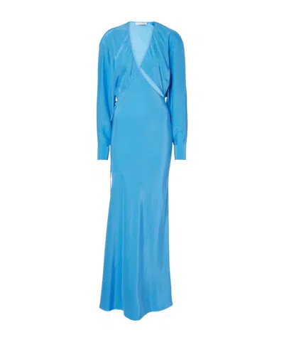 Christopher Esber Cutout Silk Maxi Dress In Blue