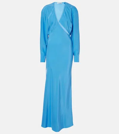Christopher Esber Cutout Silk Maxi Dress In Blue