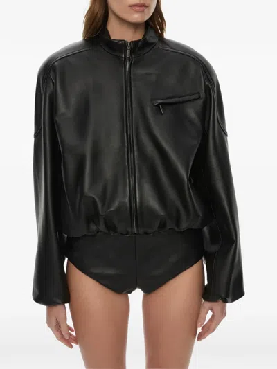 Christopher Esber Dannie Leather Playsuit In Black