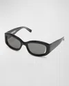 Christopher Esber Davies Cut-out Acetate Rectangle Sunglasses In Beluga