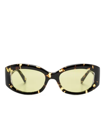 Christopher Esber Davies Oval-frame Sunglasses In 褐色