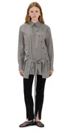 Christopher Esber Striped Belted Shirt In Eucalypt/navy