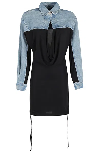 Christopher Esber Deconstruct Denim Cummerbund Shrt In Denim Black