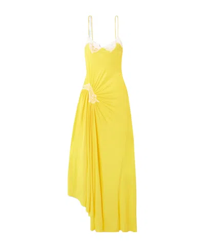 Christopher Esber Delphin Lace Rib Cami Dress In Yellow