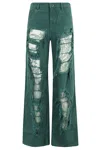 Christopher Esber Arboreal Distressed Lace Jean In Evergreen In Evergreen