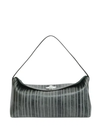Christopher Esber Doba Quartz-turnlock Striped-leather Tote Bag In Red