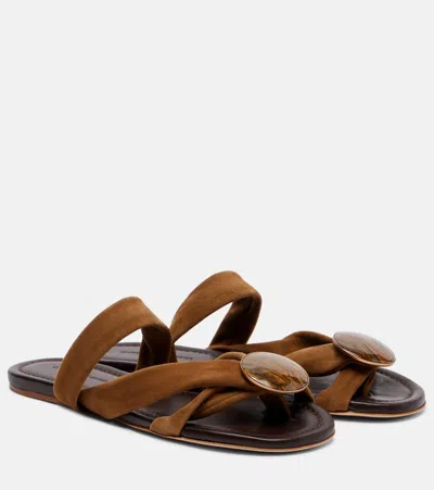 Christopher Esber Doma Embellished Suede Sandals In Brown