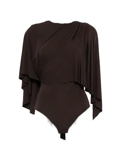 Christopher Esber Draped Bodysuit In Brown