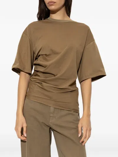 Christopher Esber Round Neck Pleated Top In Brown