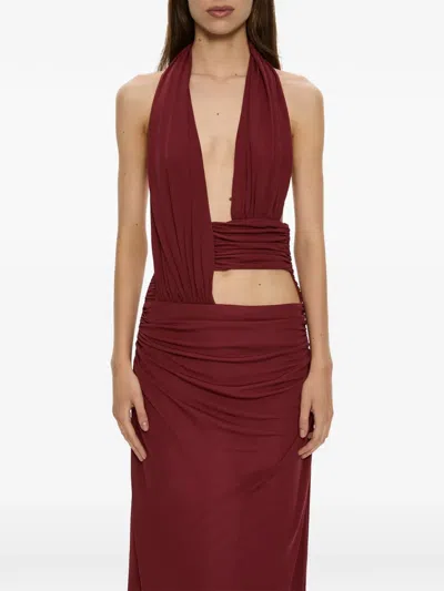 Christopher Esber Draped Cummerbund Maxi Dress In Red