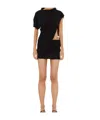 Christopher Esber Black Encased Nature Resin Draped Jersey Minidress In Black