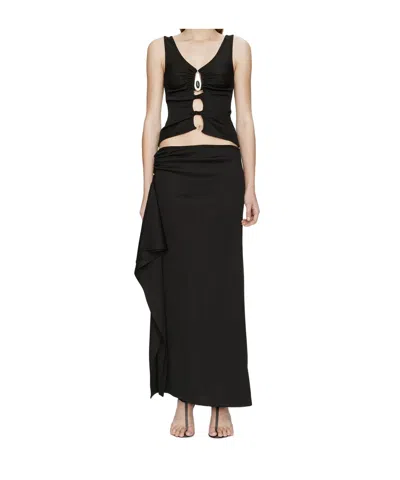 Christopher Esber Draped Hardware Midi Skirt In Black