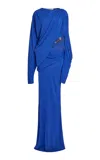 Christopher Esber Draped Jersey Maxi Dress In Blue
