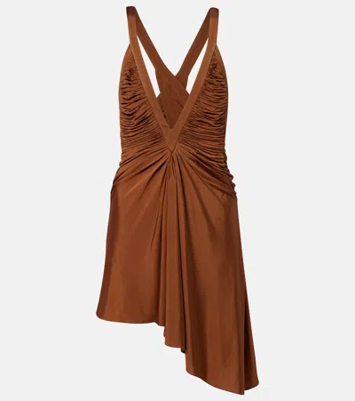 Christopher Esber Draped Jersey Minidress In Brown