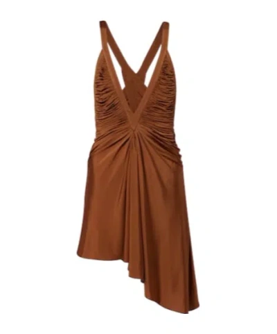 Christopher Esber Draped Jersey Minidress In Brown