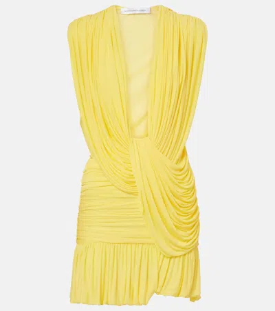 Christopher Esber Draped Jersey Minidress In Yellow