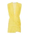 Christopher Esber Ripple Ruched Draped Jersey Minidress In Yellow