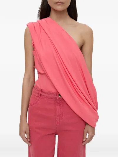 Christopher Esber Draped Jersey T-shirt In Pink