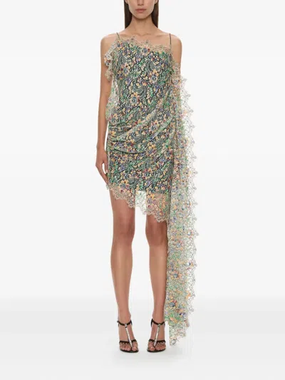 Christopher Esber Draped Lace Mini Dress In Multi