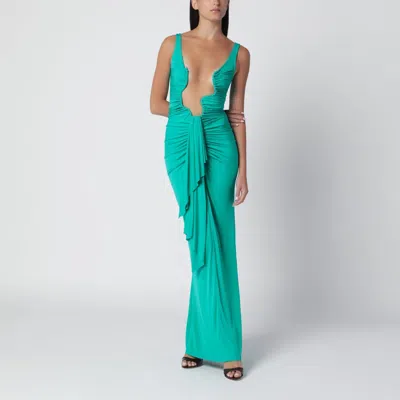 Christopher Esber Draped Malachite Viscose Maxi Dress In Green