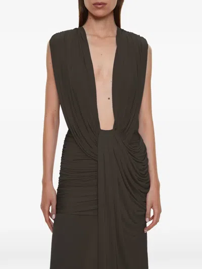 Christopher Esber Draped Maxi Dress In Brown