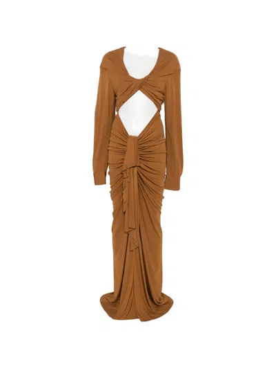 Christopher Esber Draped Maxi Dress In Brown