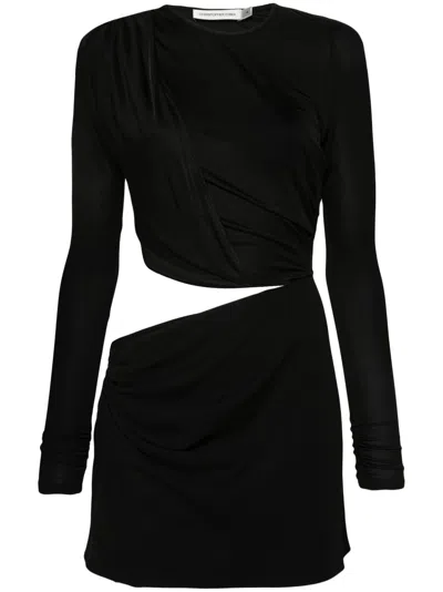 Christopher Esber Ribbed Viscose Mini Dress W/cutout In Black
