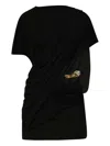 Christopher Esber Black Encased Nature Resin Draped Jersey Minidress In Black