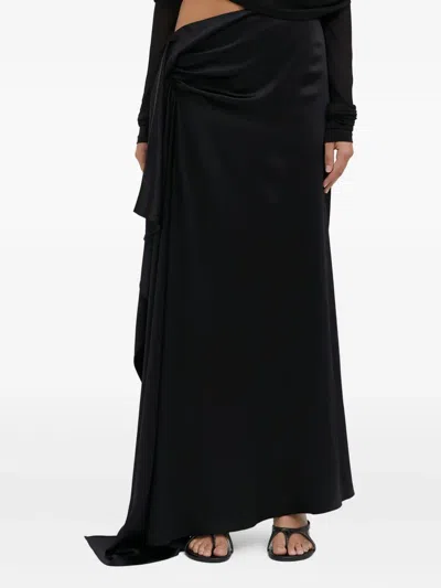 Christopher Esber Draped-ruffle Long Skirt In Black
