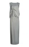 Christopher Esber Draped Satin Maxi Dress In Gray