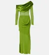 Christopher Esber Draped Sheer Silk Georgette Gown In Green
