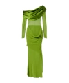 Christopher Esber Draped Sheer Silk Georgette Gown In Green