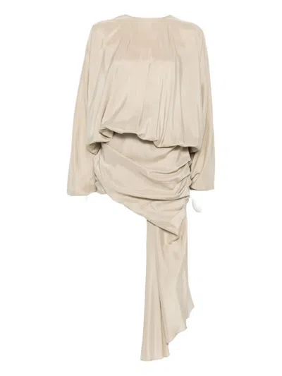 Christopher Esber Draped Silk Dress In Neutral