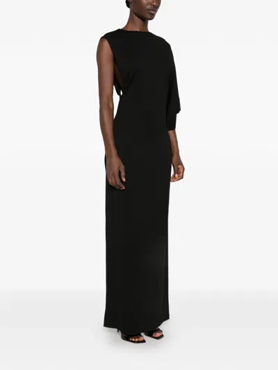 Christopher Esber Draped-sleeve Cut-out Gown Maxi Dress In Black