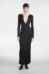 Christopher Esber Black Concave Long Sleeve Rib Maxi Dress In Black