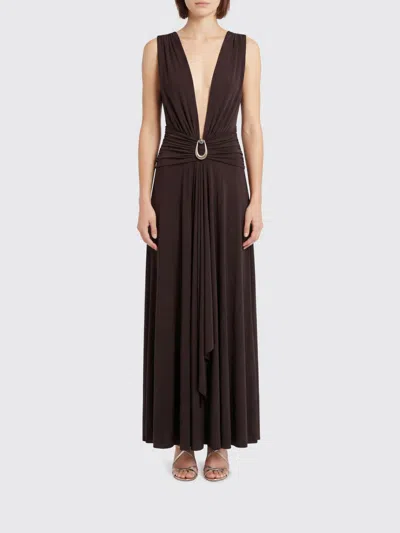 Christopher Esber Stone Pin Scarf Drape Dress In Brown