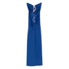 Christopher Esber Paisley Disconnect Gathered Maxi Dress In Blue