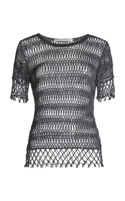 Christopher Esber Droplet Bead Crochet Top In Grey