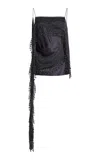 Christopher Esber Droplet Bead Crochet Trimmed Silk Cami In Dark Grey