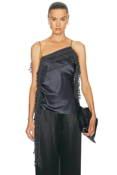 Christopher Esber Droplet Bead Crochet Trimmed Tank Top In Blue