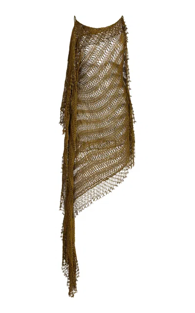 Christopher Esber Droplet Beaded Crochet Dress In Green