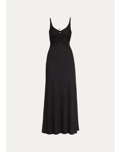 Christopher Esber Droplet Crystal Clasp Cami Maxi Dress In Black