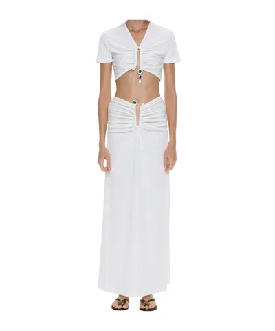 Christopher Esber Droplet Crystal Clasp Skirt In White