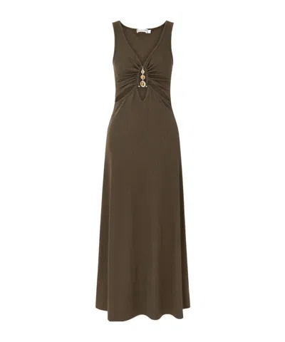 Christopher Esber Droplet Crystal Dress In Brown