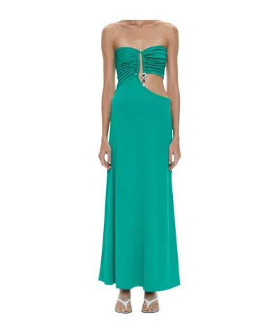 Christopher Esber Droplet Crystal Pendant Strapless Dress In Green
