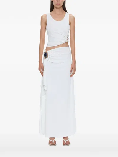 Christopher Esber Droplet Crystal Ruched Tank Top In White