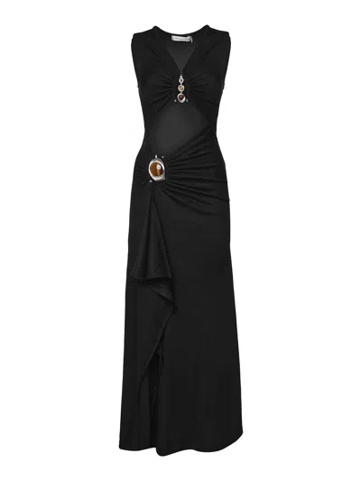 Christopher Esber Droplet Crystal Separation Jersey Midi Dress In Black