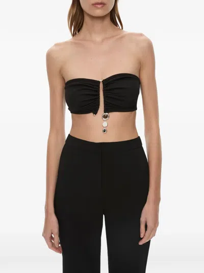 Christopher Esber Droplet Ruched Crystal-pendant Top In Black