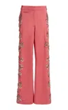 Christopher Esber Duke Embellished Cotton Chino Wide-leg Pants In Pink
